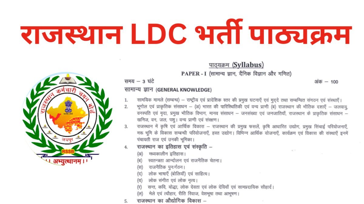Rajasthan LDC Syllabus PDF in Hindi 2026 | New Exam Pattern